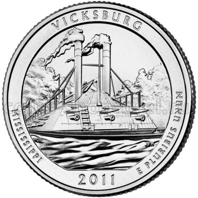 Монета 25 центов 2011 г. США "Виксбург".